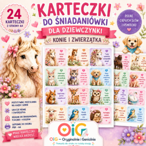 karteczki do sniadaniowki lunchboxa konie i zwierzatka oryginalnie i genialnie