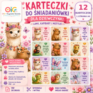 karteczki do lunchboxa sniadaniowki dla dziewczynki lamy kapibary motylki oryginalnie i genialnie